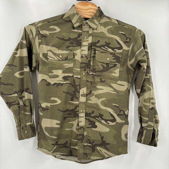 Poncho Mens Small Camouflage Pattern Long Sleeve Button Down Flannel Shirt - Picture 4 of 5